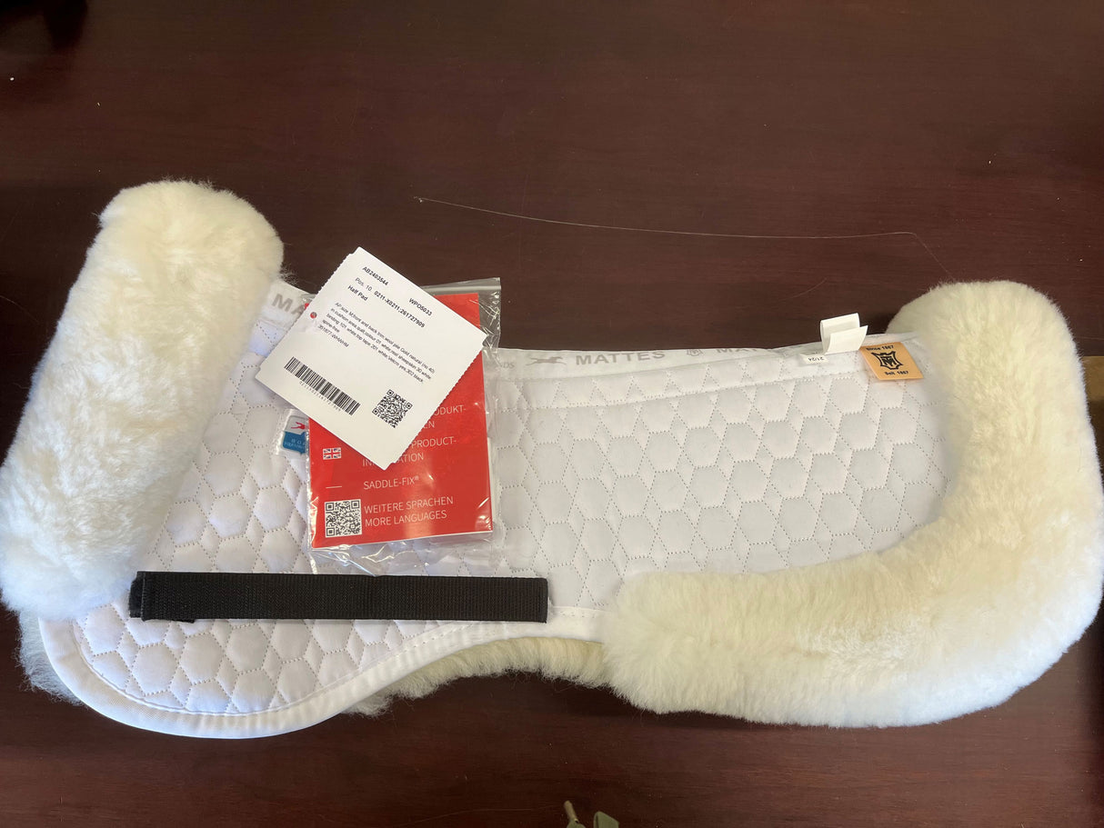 Mattes Gold Half Pad with Front and Rear Sheepskin Trim - 351877-WHWHM