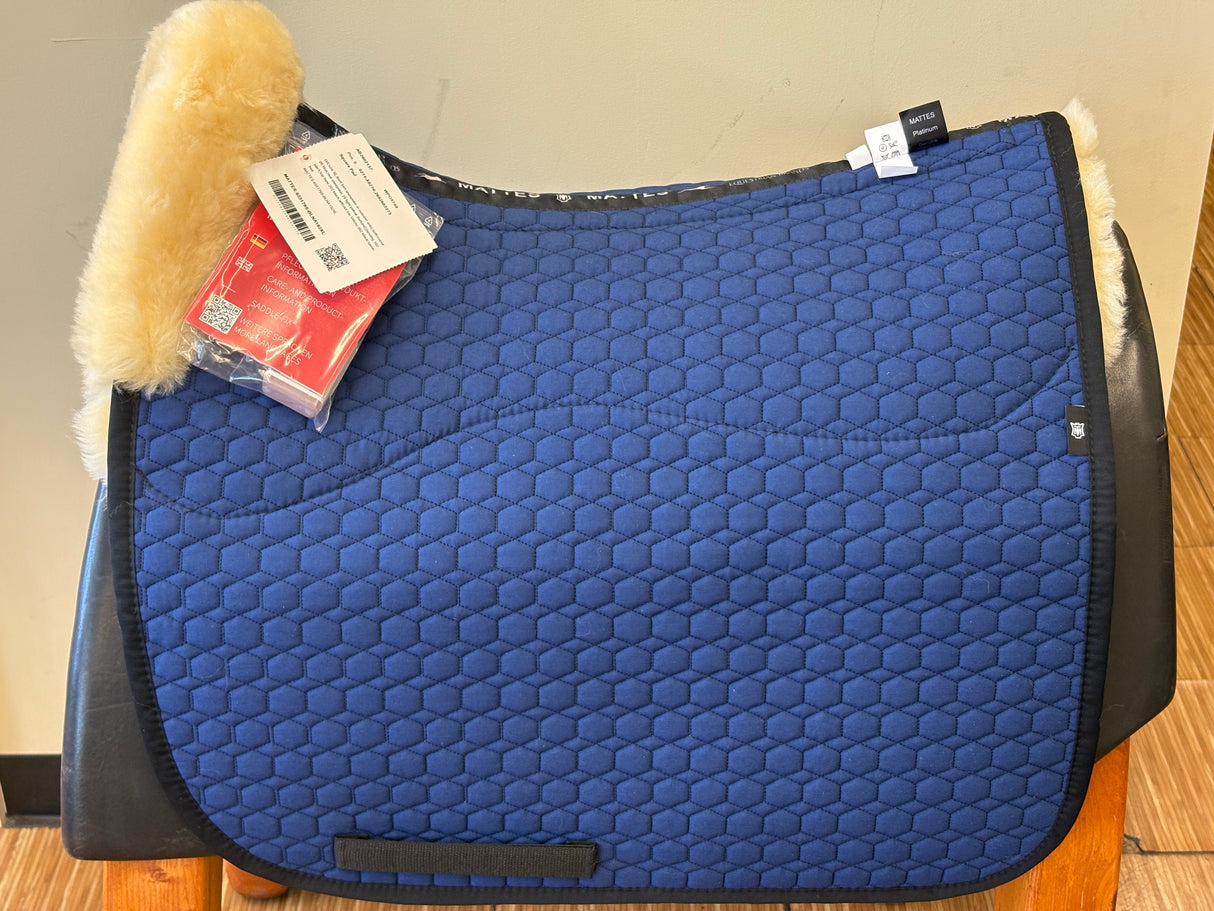 Mattes Dressage Square Pad with Sheepskin Panels, Bare Flaps - 655179-BLNAXL