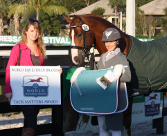 Tack Matters Award winner Stacey Parvey-Larsson and Benidetto with Holly Johnson.