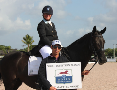 Sahar Daniel Hirosh and Ruth Hogan Poulsen accepting Poulsen’s World Equestrian Brands Tack Matters Award.