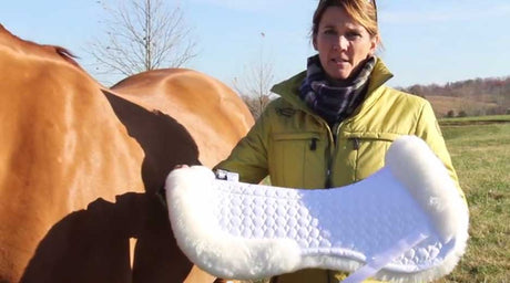 Robin Moore and a chestnut horse explain Mattes pads.