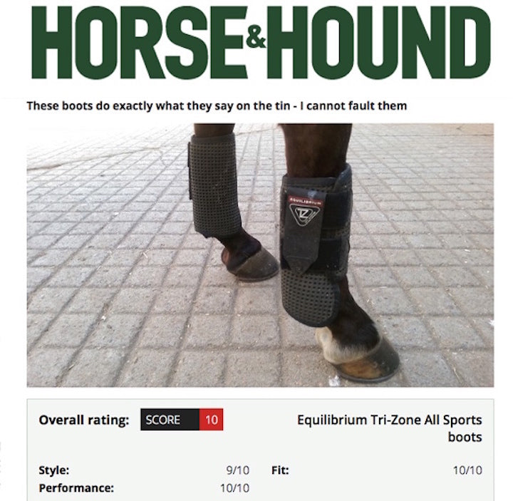 Horse & Hound magazine rates Equilibrium Tri-Zone All Sports Boots, distributed by World Equestrian Brands, with a perfect ten out of ten