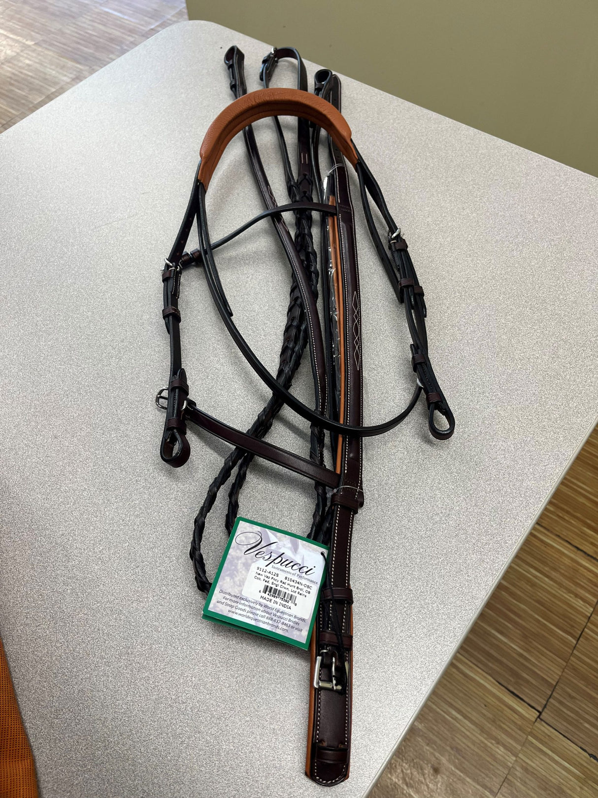 Like New hunter bridle laying on table