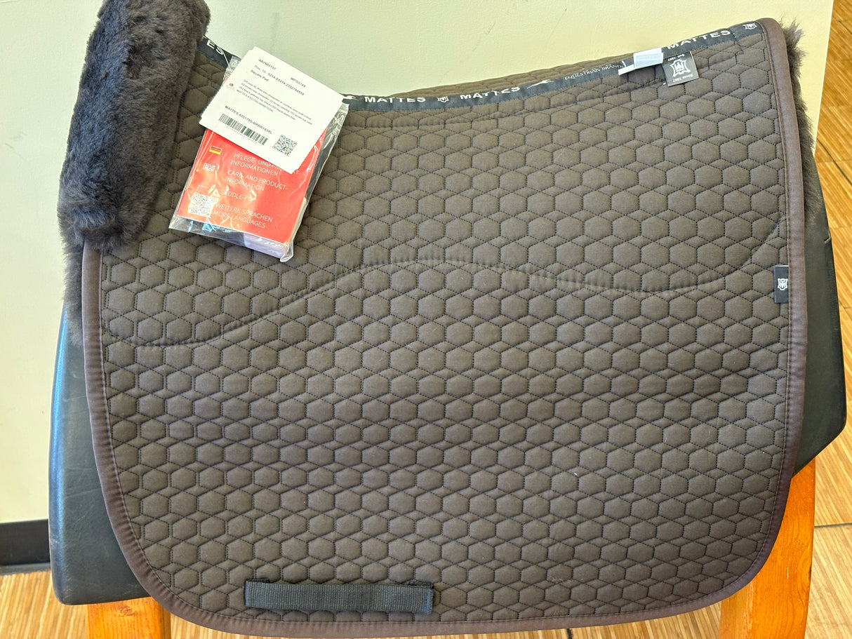 Mattes Dressage Square Pad with Sheepskin Panels and Bare Flaps - 655179-BRBRXL